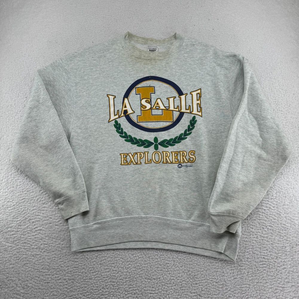 Vintage Fruit of the Loom LaSalle‎ Explorers Sweatshirt Mens Large Gray NCAA
